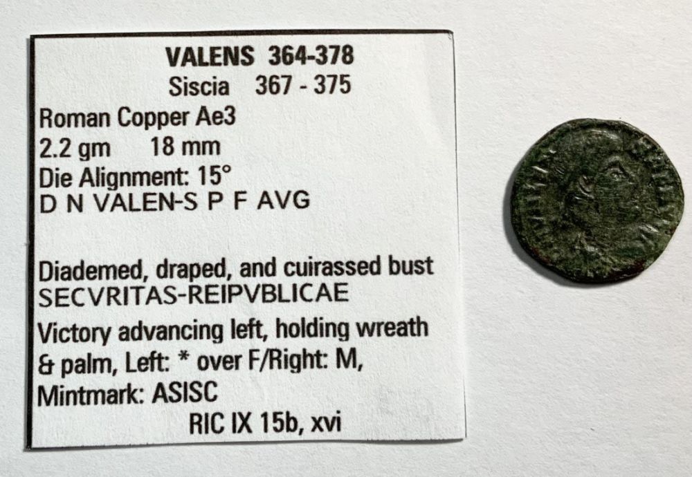 Lot 530: VALENS Siscia SECVRITAS REIPVBLICAE Ancient Roman Coin