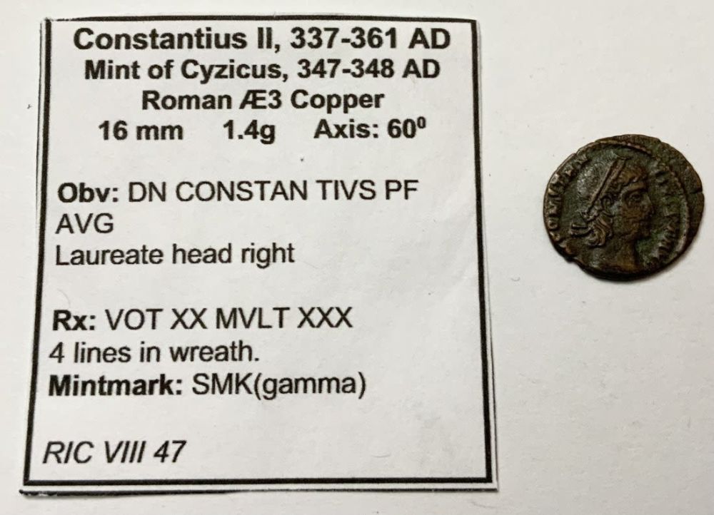 Lot 543: CONSTANTIUS II Cyzicus VOT XX MVLT XXX RARE Ancient Roman Coin