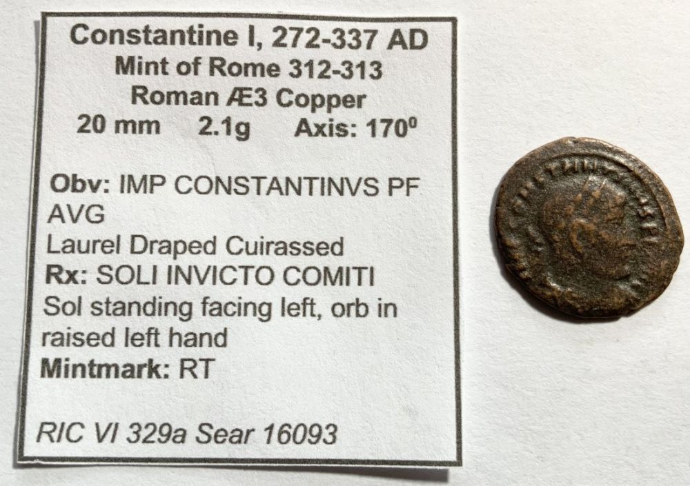 Lot 558: CONSTANTINE I ROME SOLI INVICTO COMITI SCARCE Ancient Roman Coin