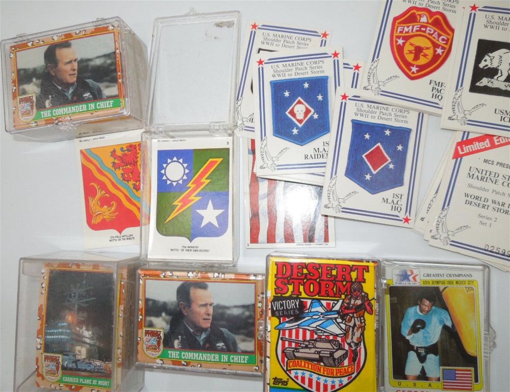 Lot 585: Desert Storm USMC Patches Greatest Olympian Cards