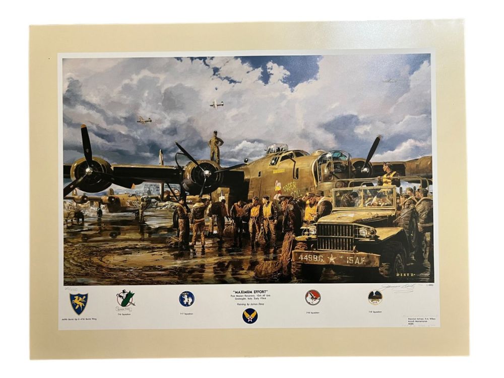 Lot 148A: Maximum Effort 15th Air Force B-24s Italy Limited Edition Dietz Print