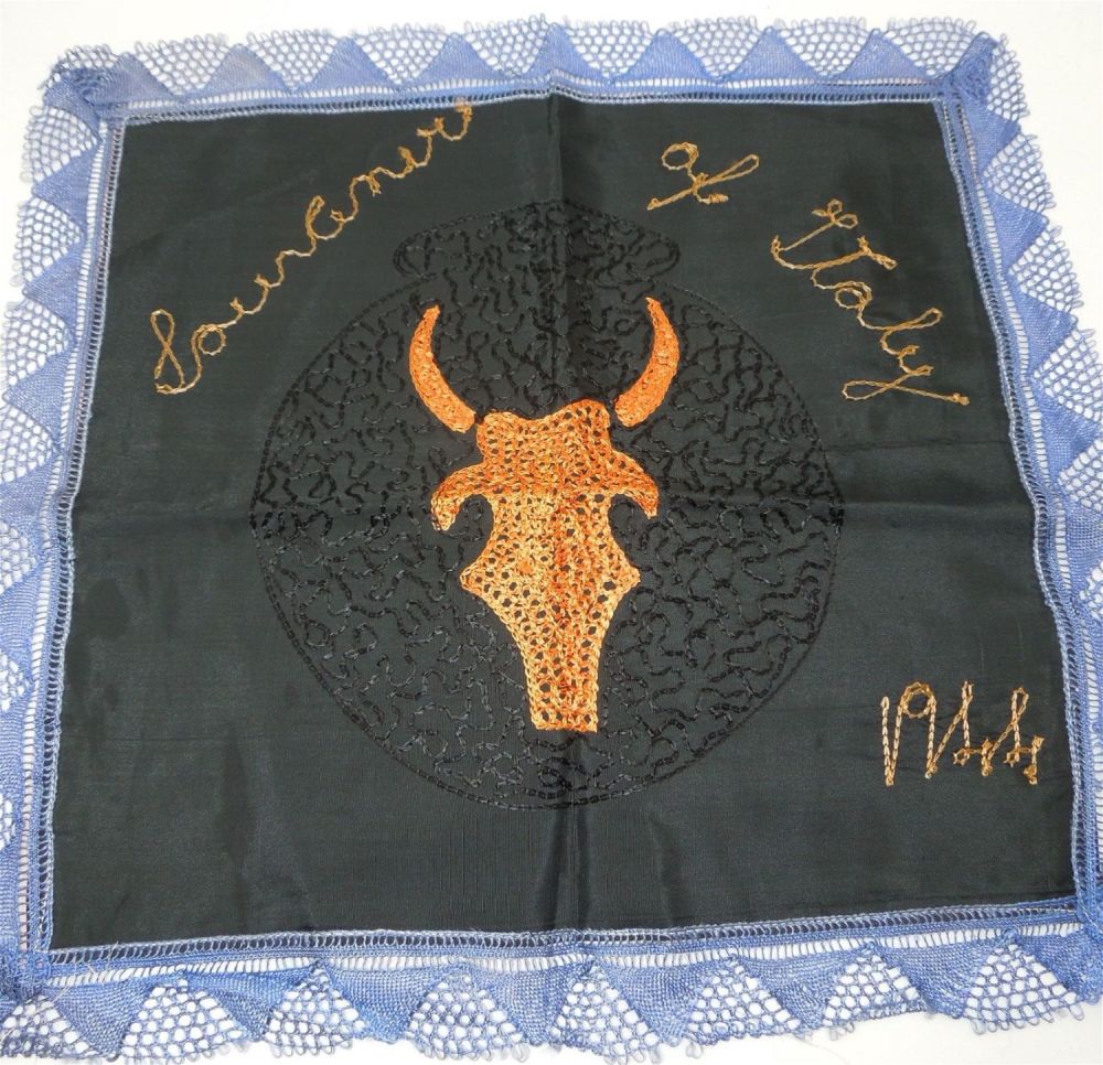 Lot 151: WWII Italian Made US Army 34th Infantry Division Embroidered Pillow Cover