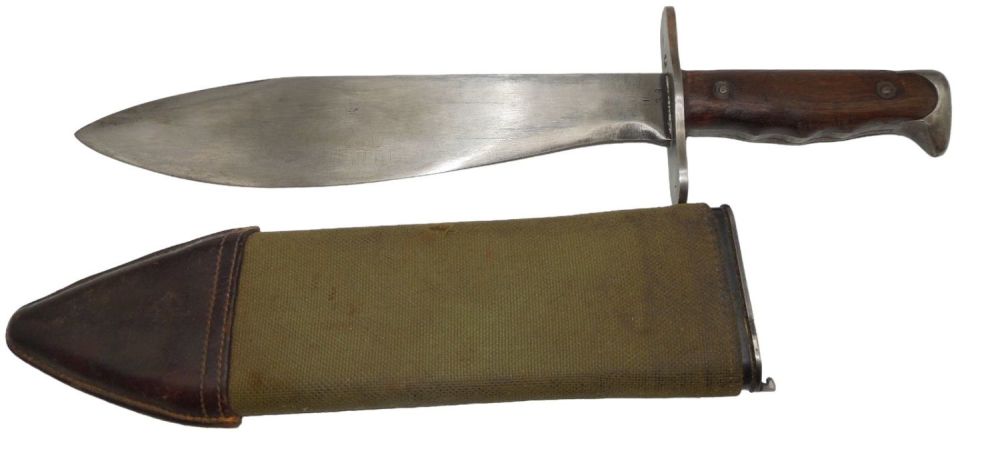 Lot 161: WWI US Army Plumb Bolo Knife & Scabbard Stamped to 95th Coast Artillery
