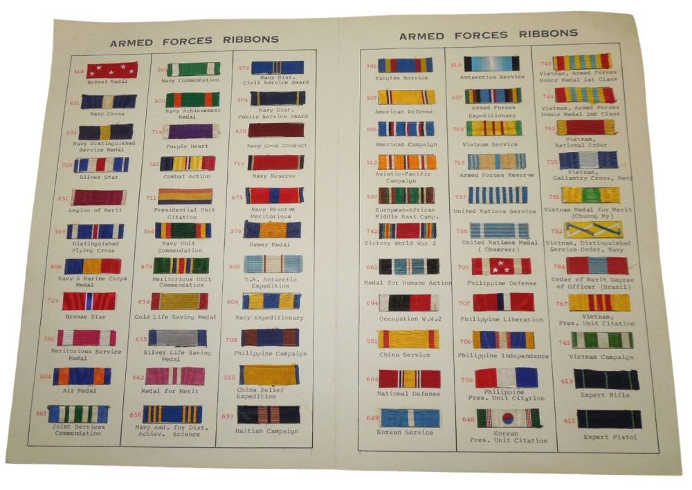 Lot 175: Vietnam Era USN Navy Asian Tailor Made Armed Forces Ribbon Sample Chart Booklet