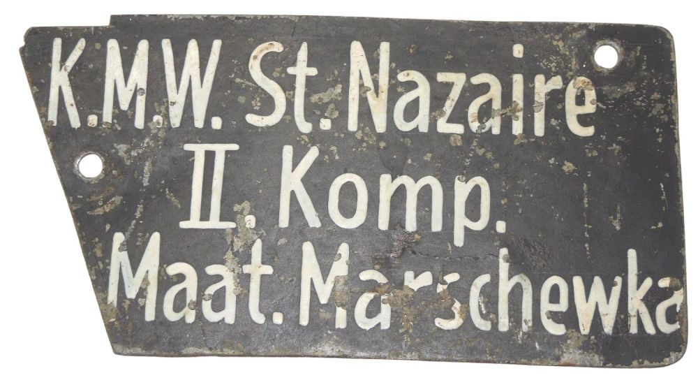 Lot 214: German KMW Kriegsmarinewerftpolizei Navy Shipyard Police St. Nazairre Wehrmacht Sign