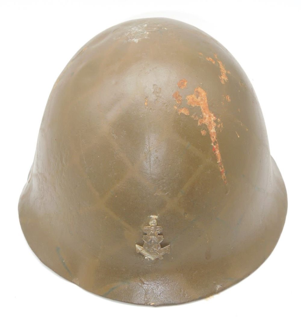 Lot 233: WWII Imperial Japanese Landing Forces Naval Helmet & Badge