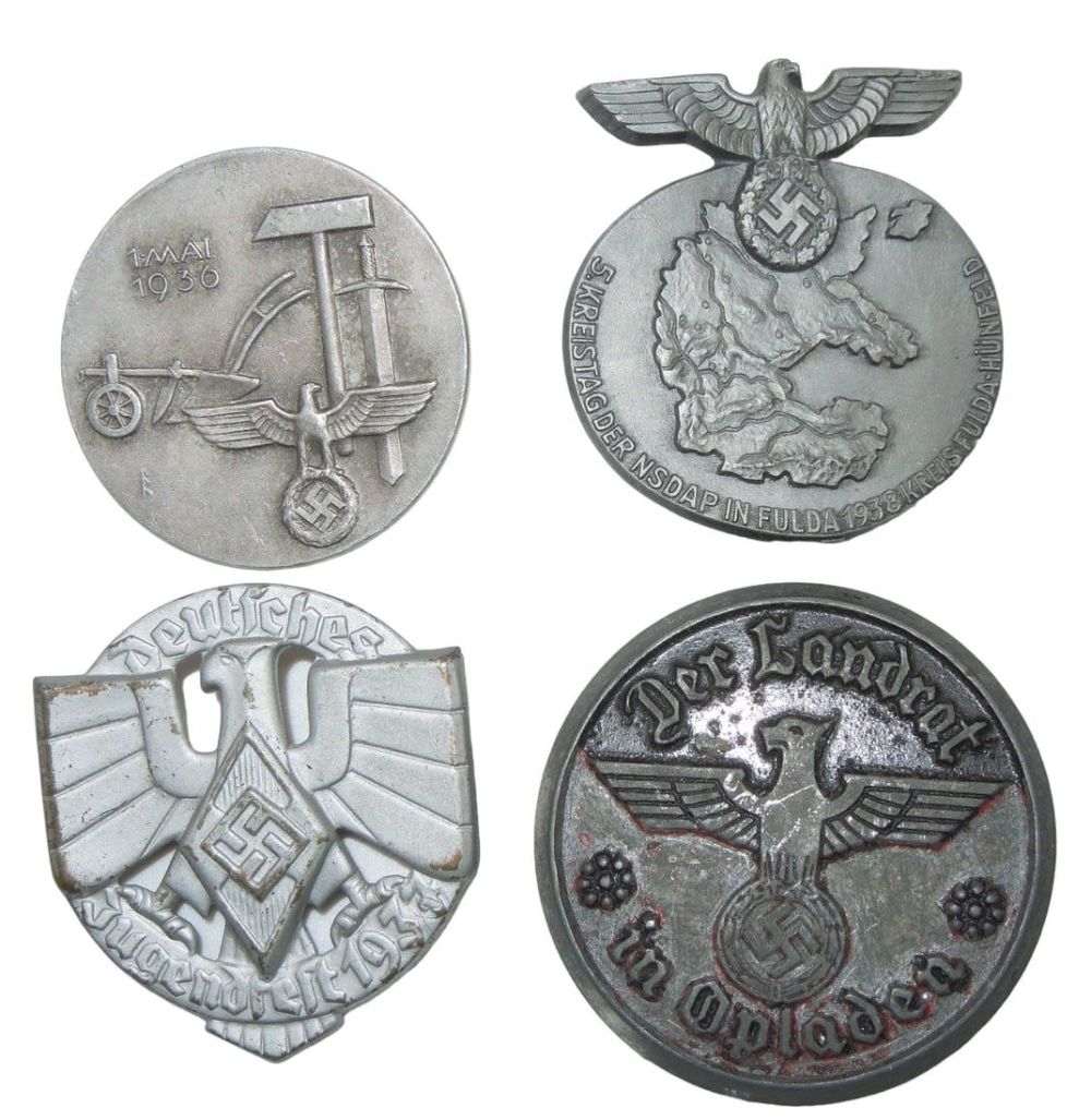 Lot 279: WWII German Military Tinnies & Pins Lot Landrat Fulda NSDAP 1930s