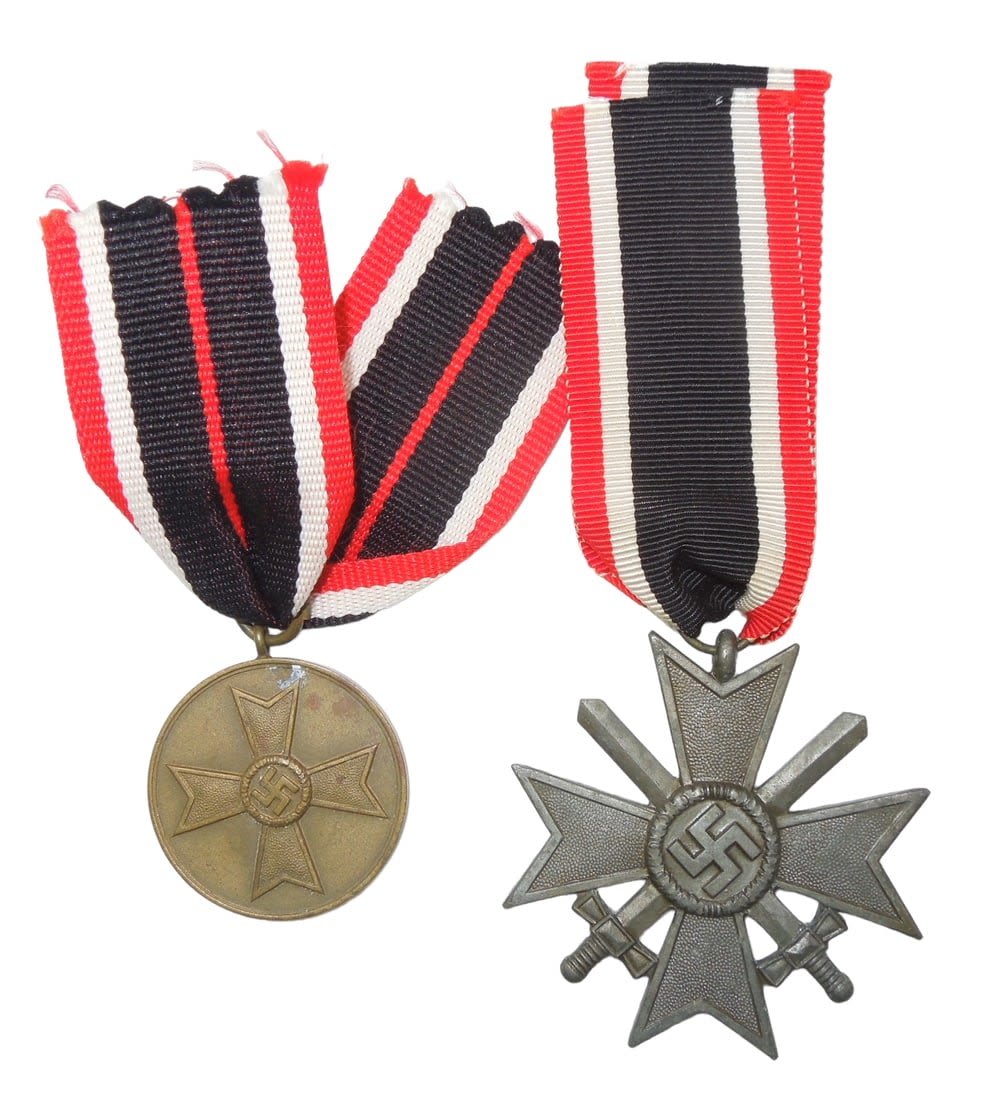 Lot 290: WWII German Wehrmacht War Merit Cross Medals Lot (2)