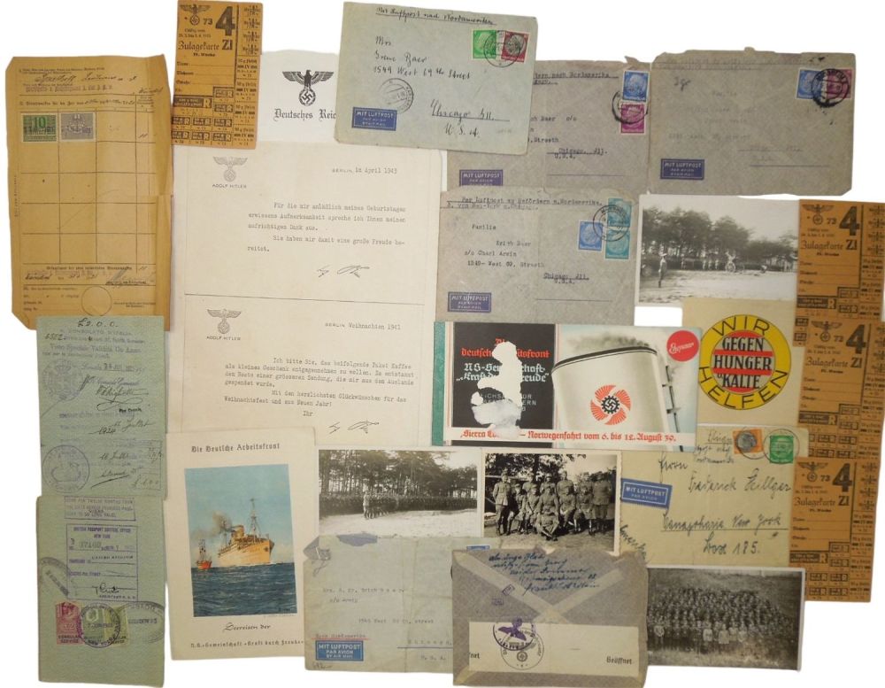 Lot 297: WWII German Wehrmacht Third Reich Documents Letters Lot