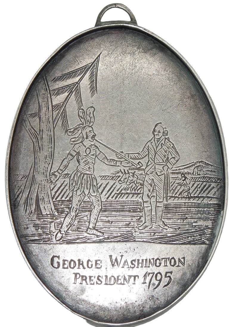 Lot 325: 1795 George Washington Native American Peace Medal