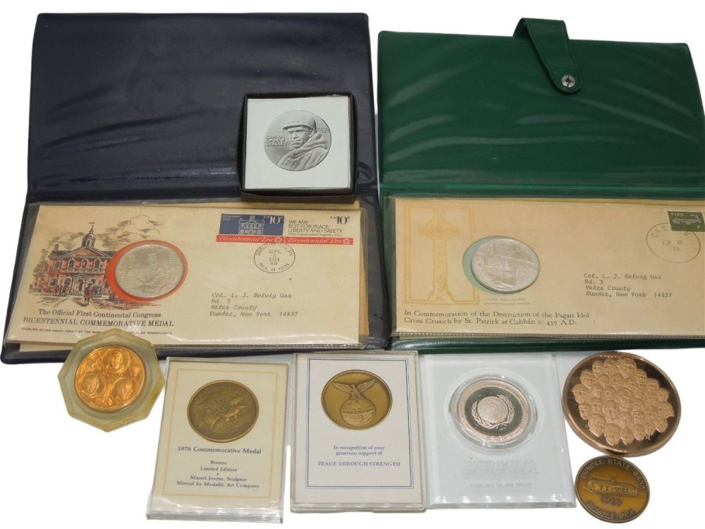 Lot 335: Old Commemorative Coins Medals NASA Moon Landing Presidents Bicentennial