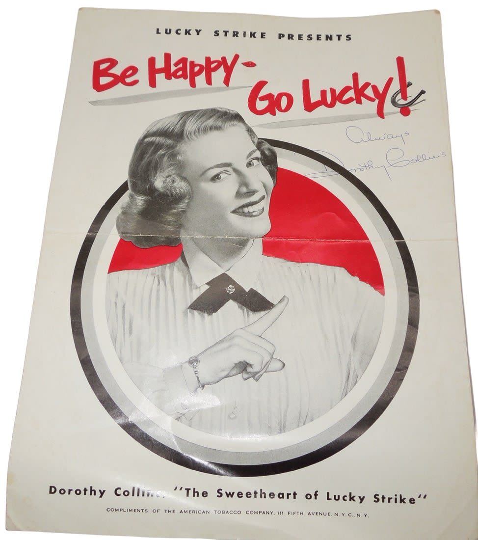 Lot 341: 1940s Lucky Strike Lady Sweetheart Dorothy Collins Signed Sheet Music