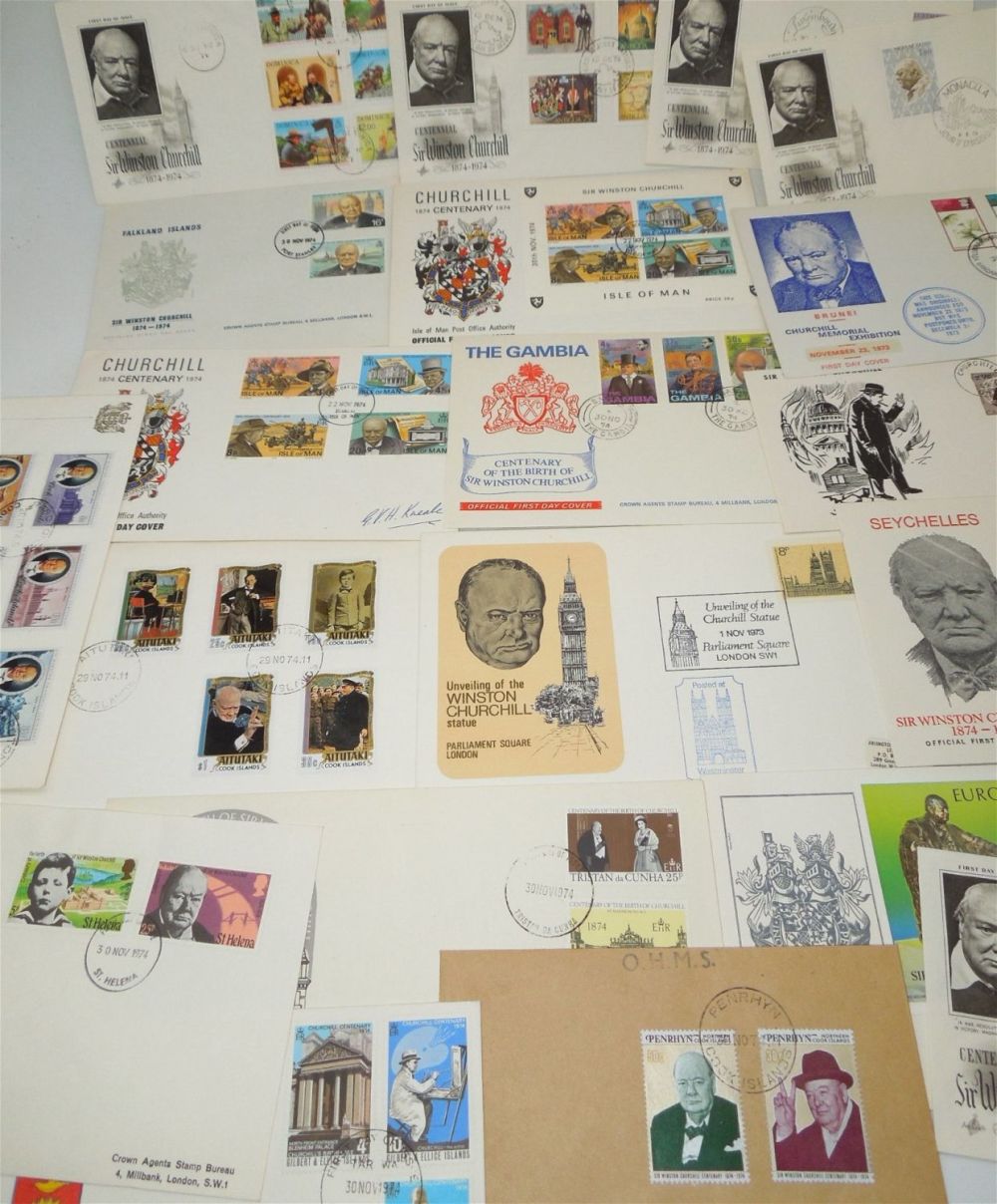 Lot 380: 1970s Era British Prime Minister Winston Churchill FDC First Day Covers Lot