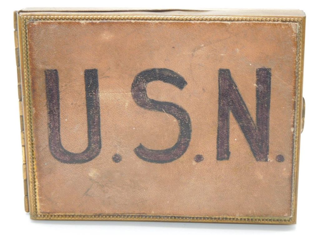 Lot 399: Custom WWII Era USN Navy Brass Cigarette Case