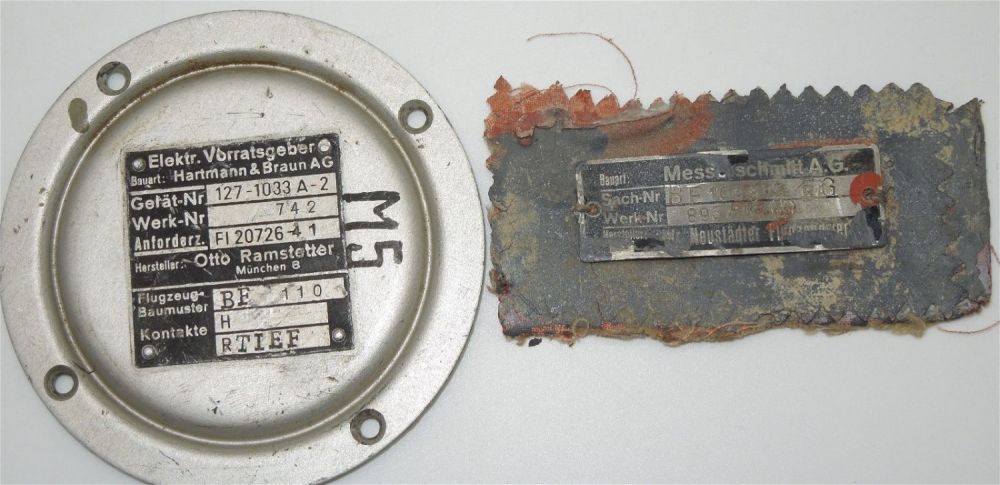 Lot 404: WWII Era German Messerschmitt BF 109, Hartmann & Braun Instrument Panel Data Plates