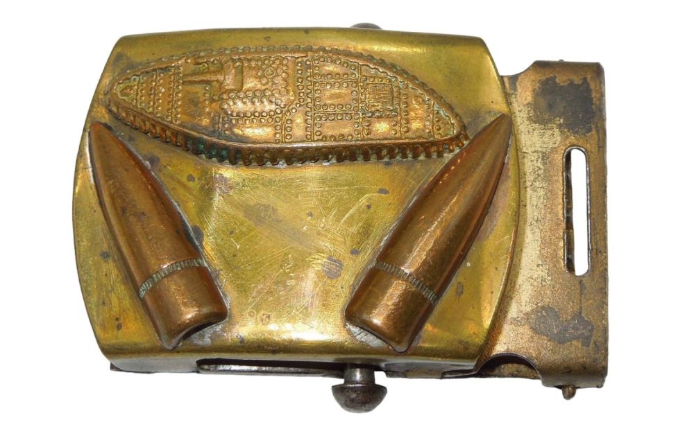 Lot 412: WWII Era US Army Tank Armored Corps Bullets Brass Belt Buckle