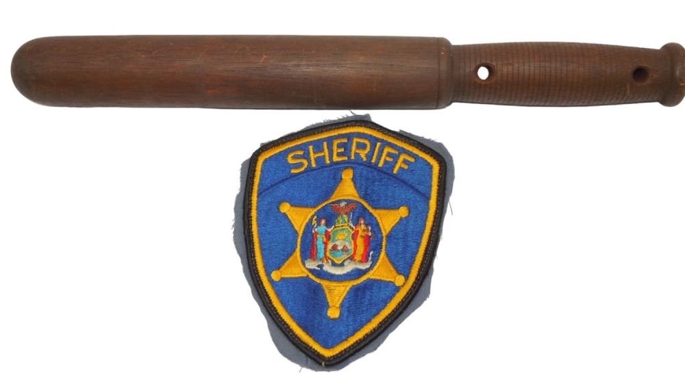 Lot 497: 1960s New York State Sheriff Patch & Police Baton Night Stick