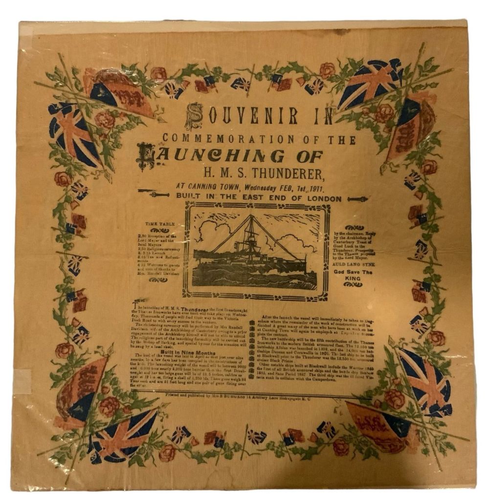 Lot 514: 1911 HMS Thunderer British Battleship Launching Souvenir