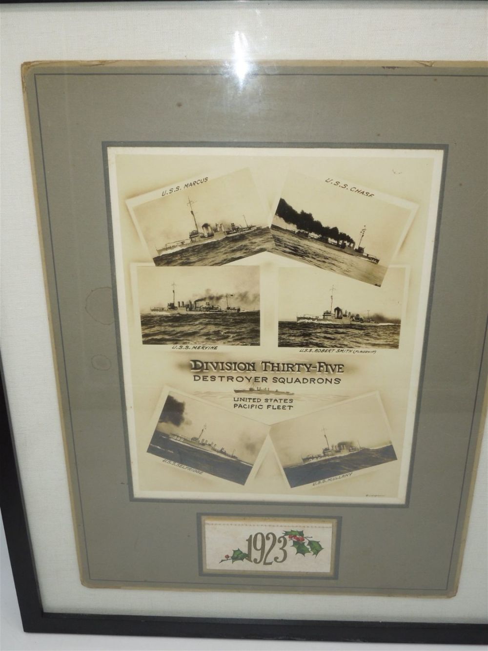 Lot 516: US Navy 1923 Division Thirty-Five Destroyer Squadrons Pacific Fleet Framed Picture