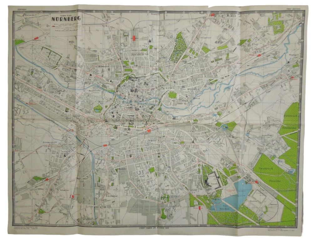 Lot 149: WWII 1944 US Army Produced Map of Nuremberg, Germany
