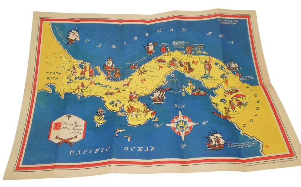 Lot 151: WWII US Army Color Map of the Panama Canal