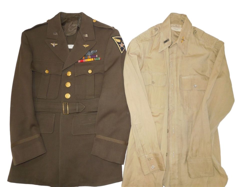 Lot 164: Named WWII 12th Army Air Force 489th Bomb Squadron Bombardier Uniform Jacket & Shirt