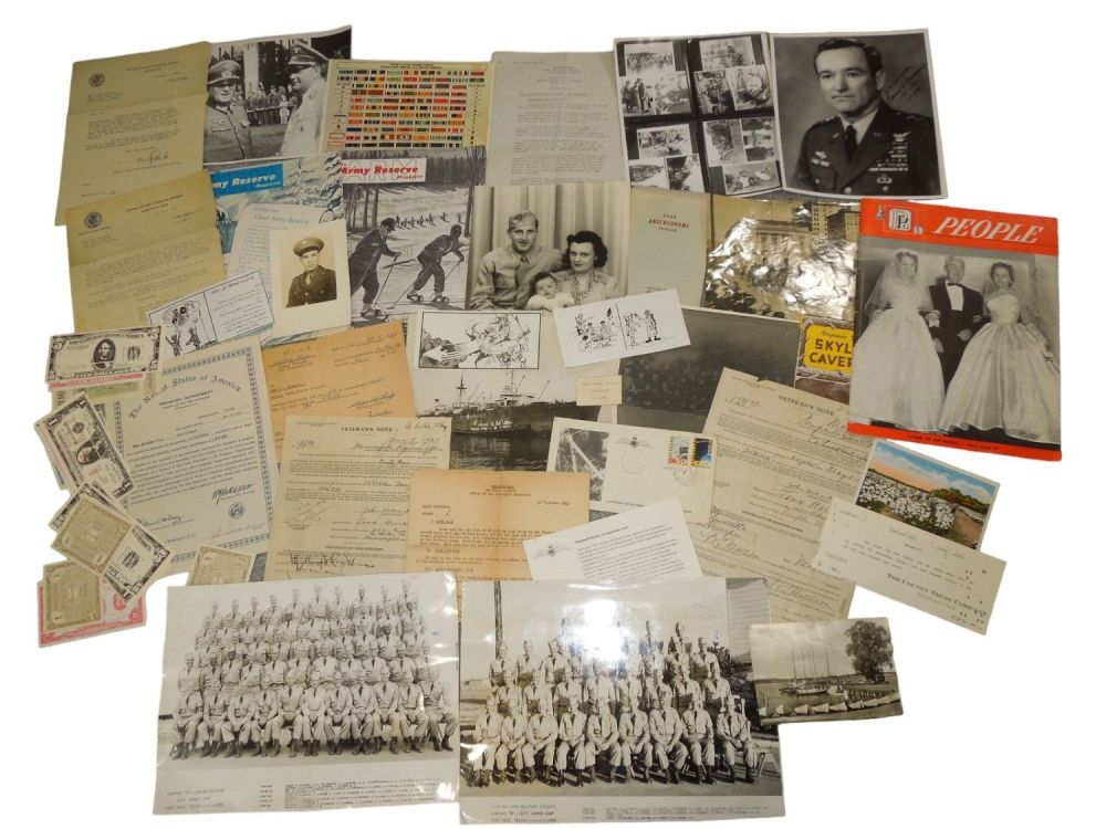 Lot 182: Lot WWI - 1950s US Military Paperwork Photos Documents