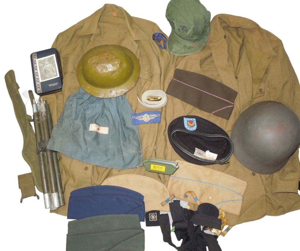 Lot 183: Lot WWII - Modern US Military Gear Helmets Uniforms Hats
