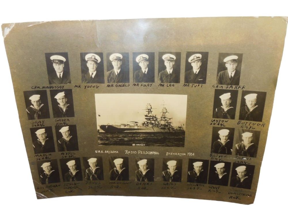 Lot 191: 1934 USS Arizona Naval Radio Personnel Unit Photo Sunk At Pearl Harbor