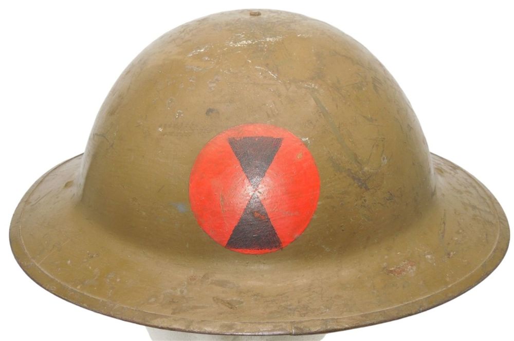 Lot 227: WWI US Army Painted Doughboy Helmet & Liner 7th Infantry Division