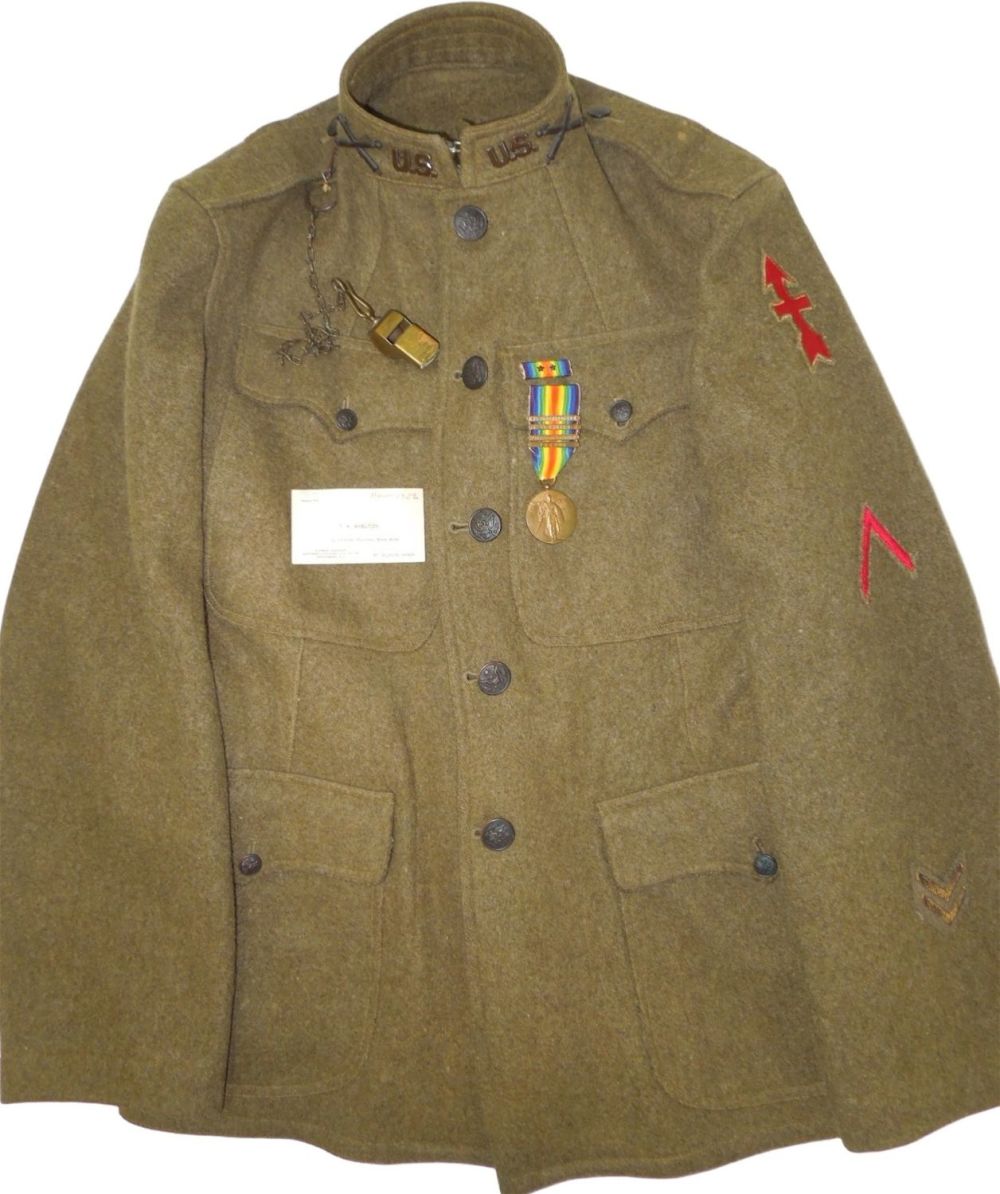 Lot 234: WWI US Army Field Artillery 32nd Division Uniform, Whistle & Medal