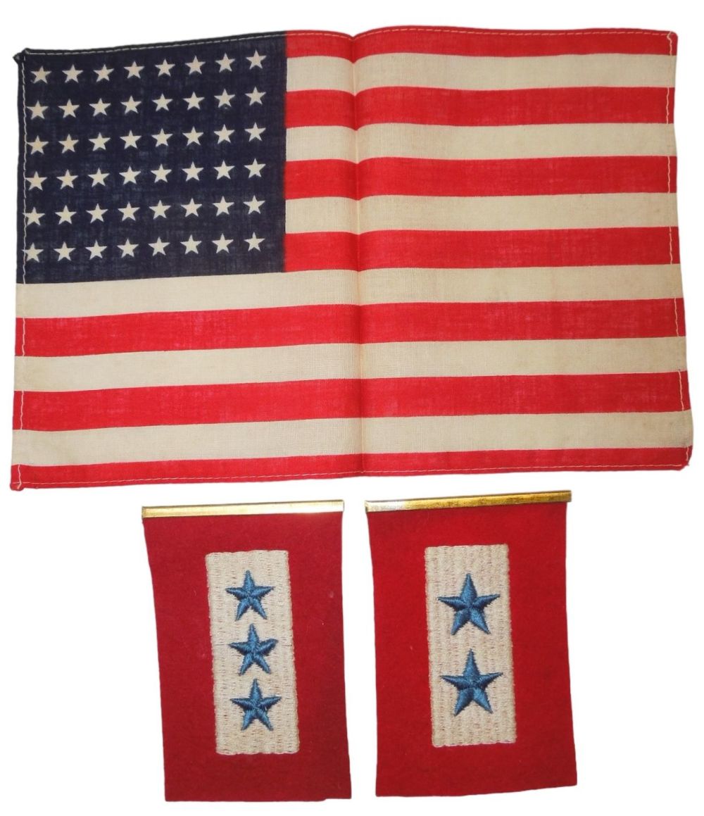 Lot 239: WWI US Army 2 & 3 Star Son In Service Banners & 48 Star American Flag