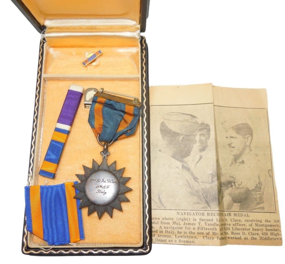 Lot 268: WWII USAAF 15th Air Force 449th BG Prisoner of War POW Named Air Medal Group