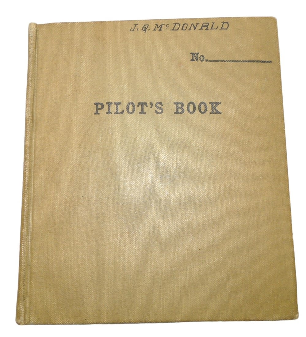 Lot 278: WWI Era 1918 US Army Air Service Stateside Named Pilot Flight Log Book