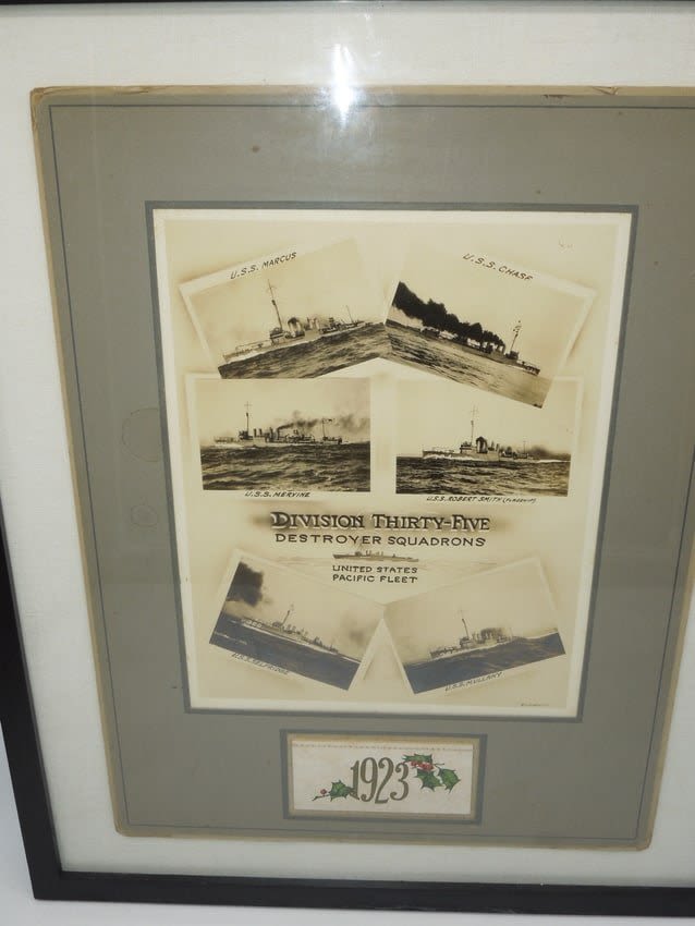 Lot 297: US Navy 1923 Division Thirty-Five Destroyer Squadrons Pacific Fleet Framed Picture