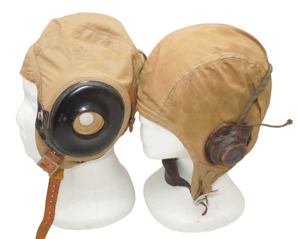 Lot 333: Lot (2) WWII US Army Air Force AAF Canvas Flight Caps #2