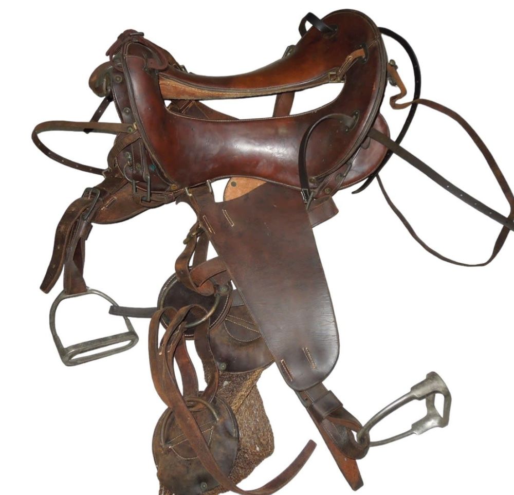 Lot 345: WWI-WWII US Army Horse Cavalry Leather Saddle Set