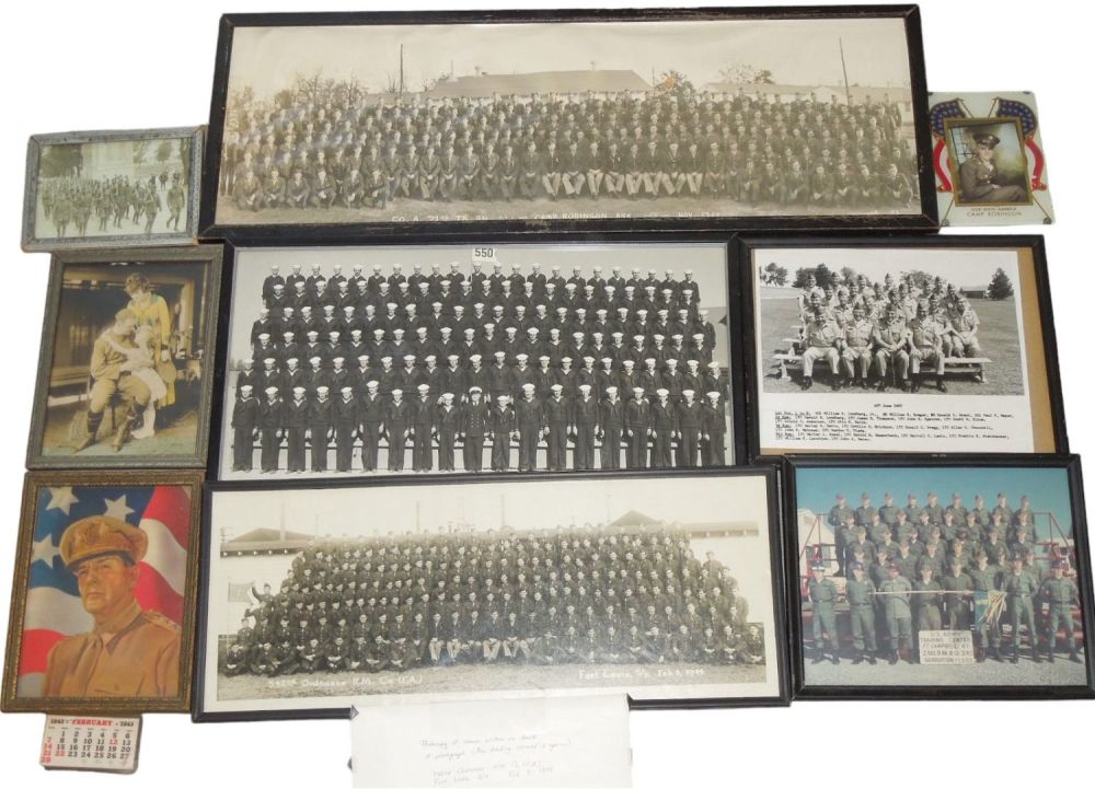 Lot 350: Large Lot WWI, WWII, Vietnam War Framed Photos Gen. MacArthur, Unit Photos, Etc.