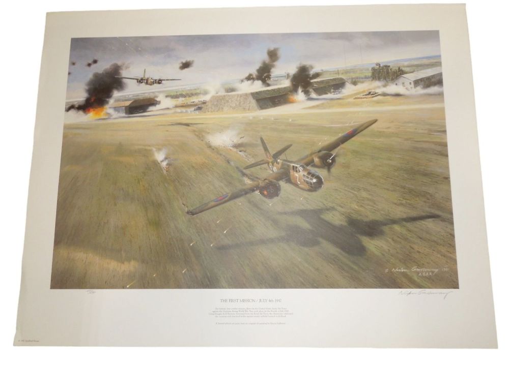 Lot 355: WWII 1942 Douglas A-20 The First Mission Signed Aviation Print Nixon Galloway 187/650