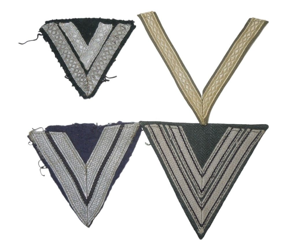 Lot 389: Lot (4) WWII German Wehrmacht Rank Patches Stripes