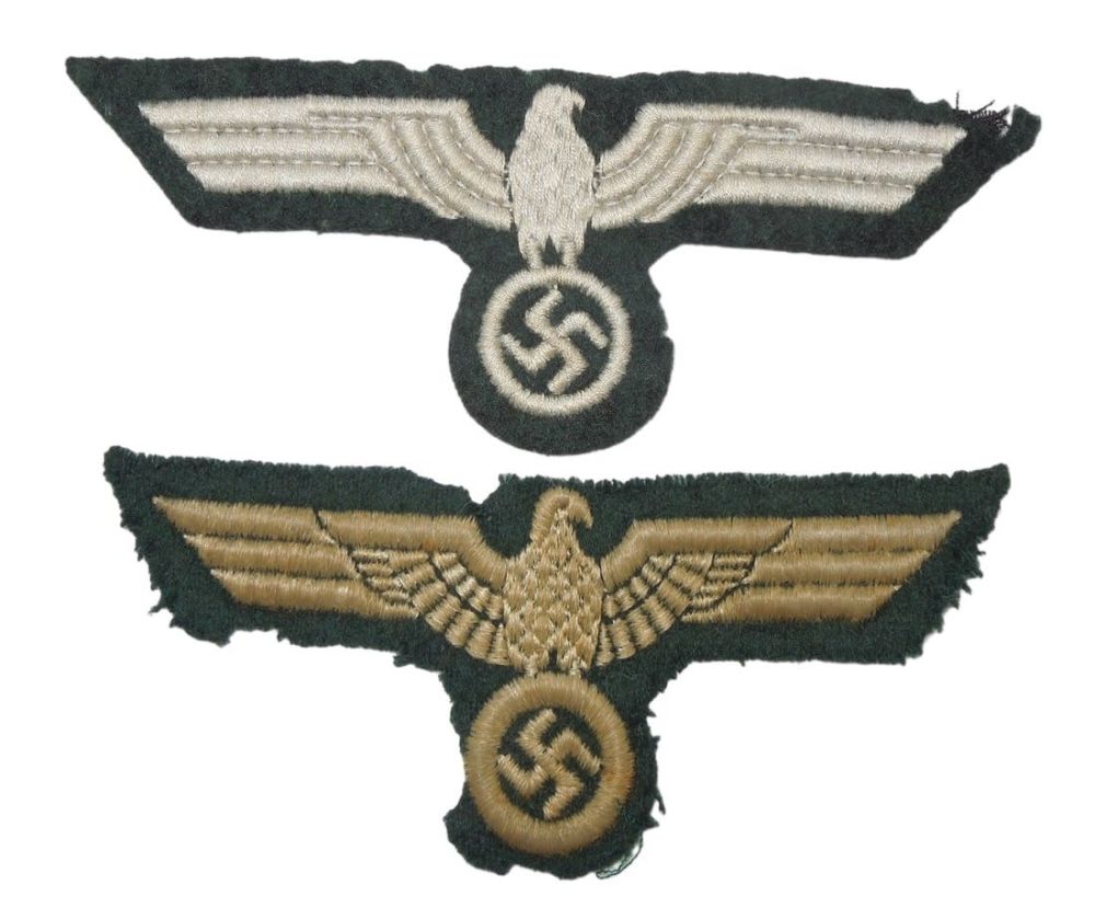 Lot 396: WWII German Wehrmacht Army Breast Eagle Patches