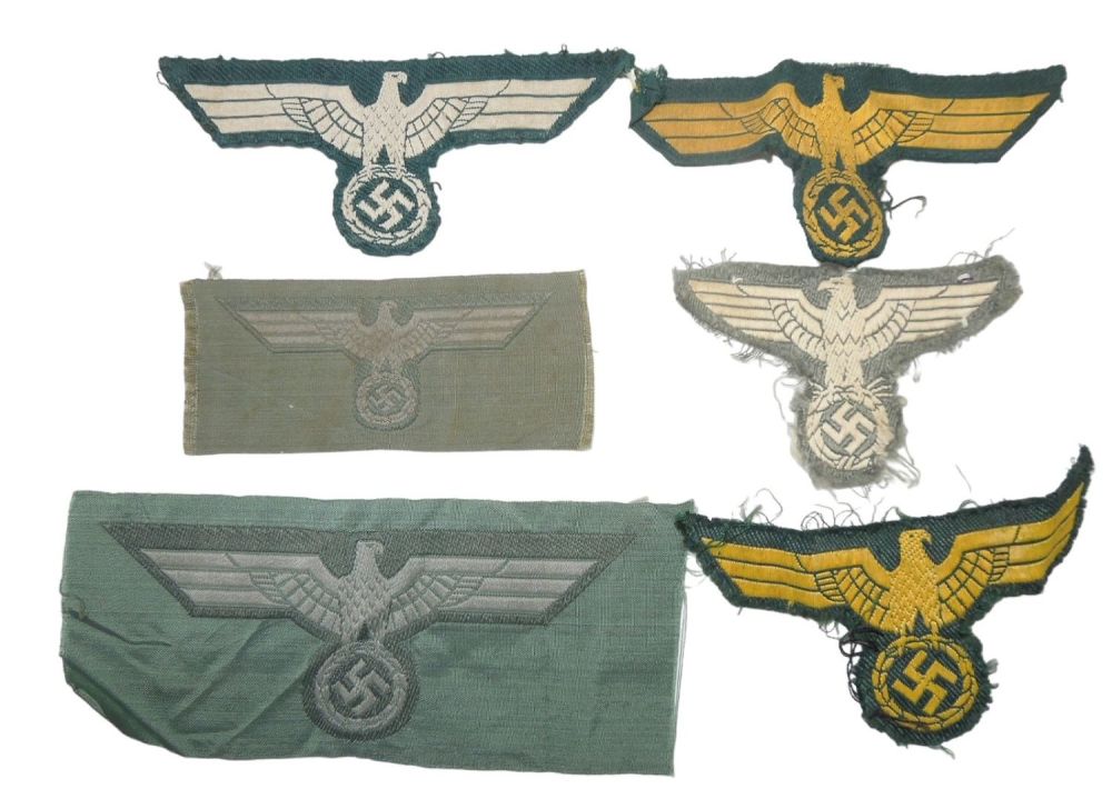 Lot 403: Lot (6) WWII German Wehrmacht Heer Breast Eagle Patches