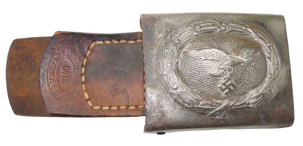 Lot 433A: WWII Era 1940 German Luftwaffe Belt Buckle & Leather Strap