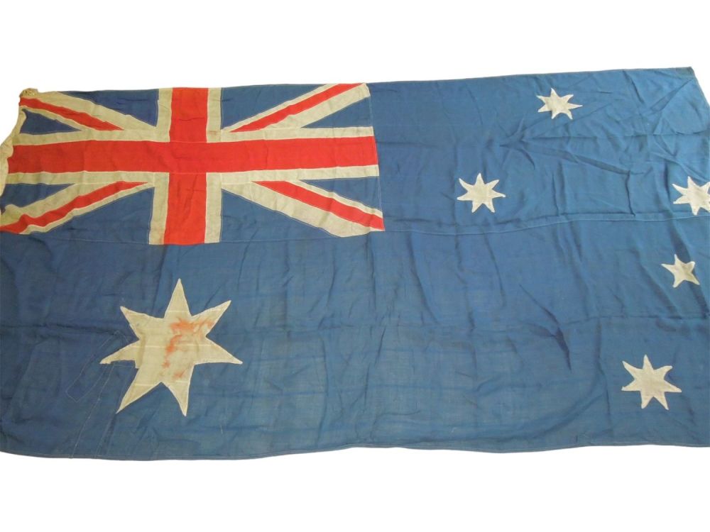 Lot 450: Korean War Battle Flown Royal Australian Regiment Flag & Letter