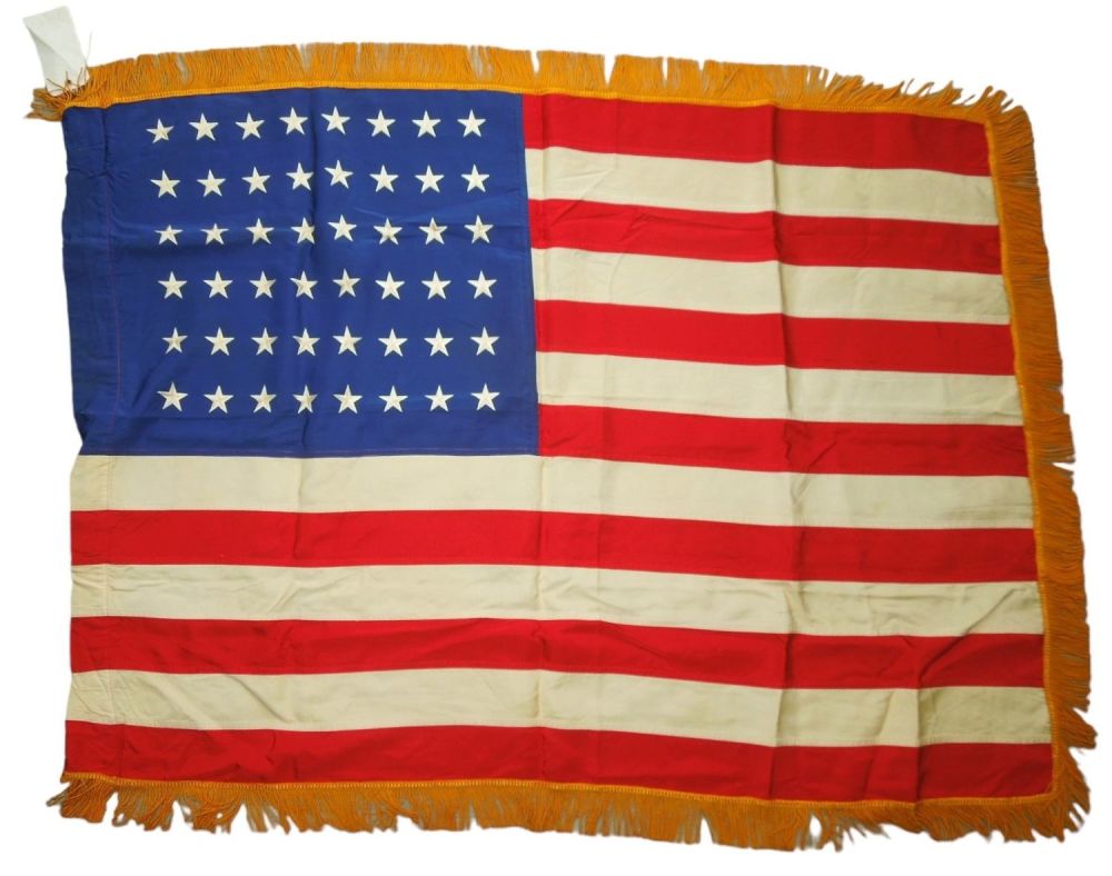 Lot 476: WWII US Military 48 Star American Flag Used at Fort Dix