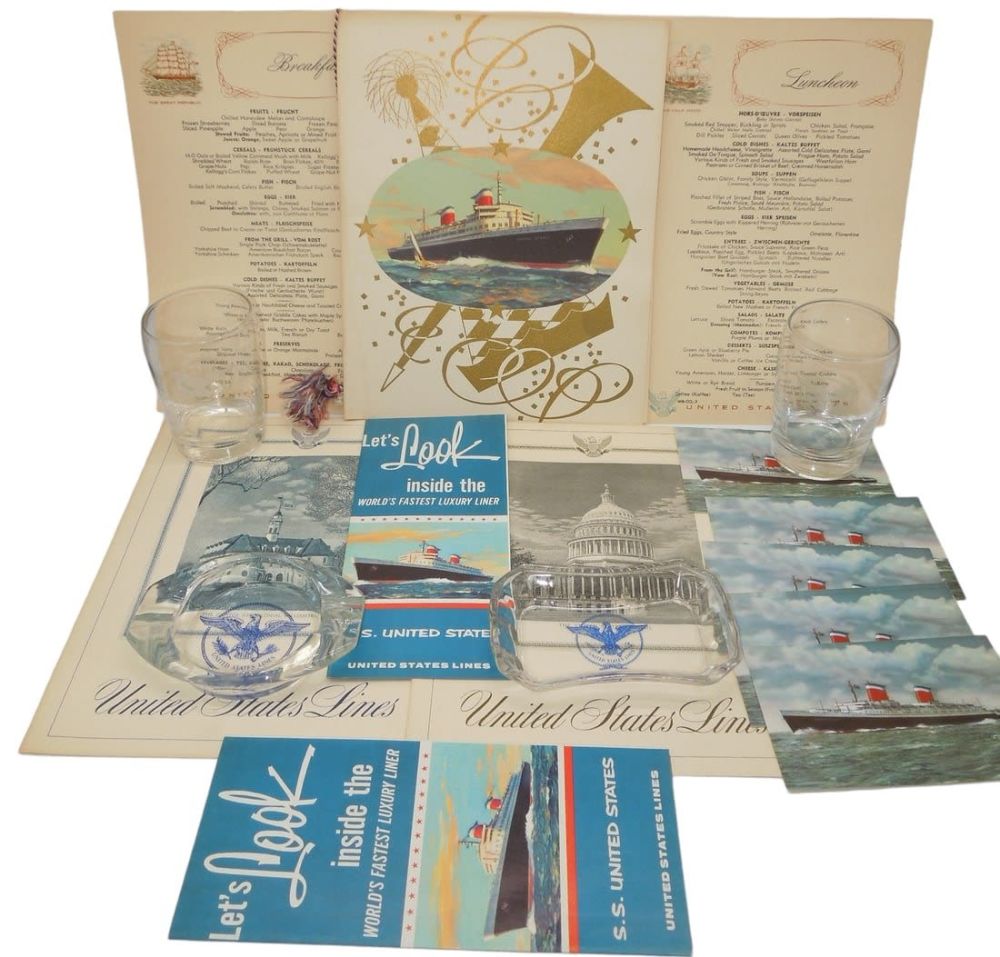 Lot 488: 1960s Collection of SS United States Steamship Memorabilia