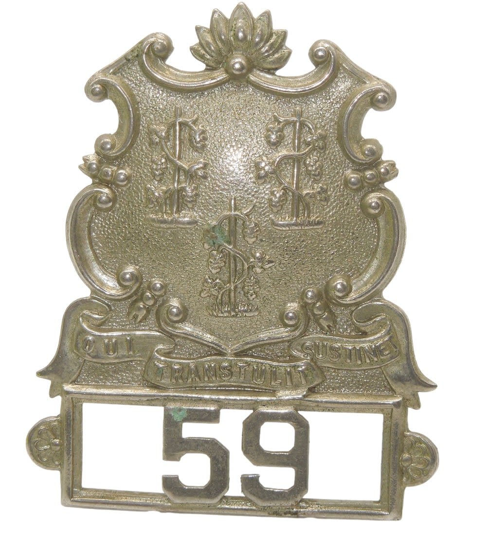 Lot 500: 1940s - 1960s Connecticut Police Officer Hat Cap Badge