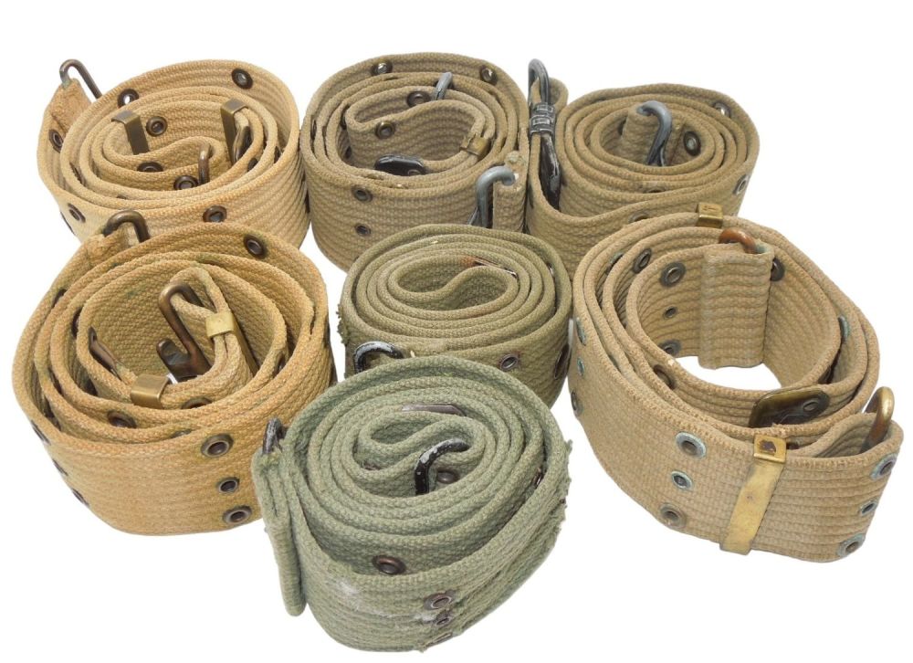 Lot 552: Lot (7) WWII - Vietnam War US Military Web Pistol Belts