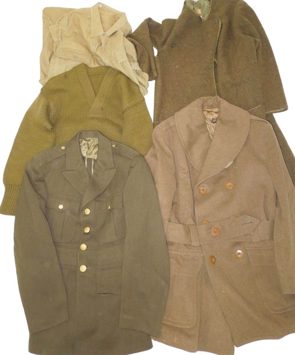 Lot 613: WWII Uniforms US Army Officer Wool Coat Sweater Shirt Named Cadet Jacket