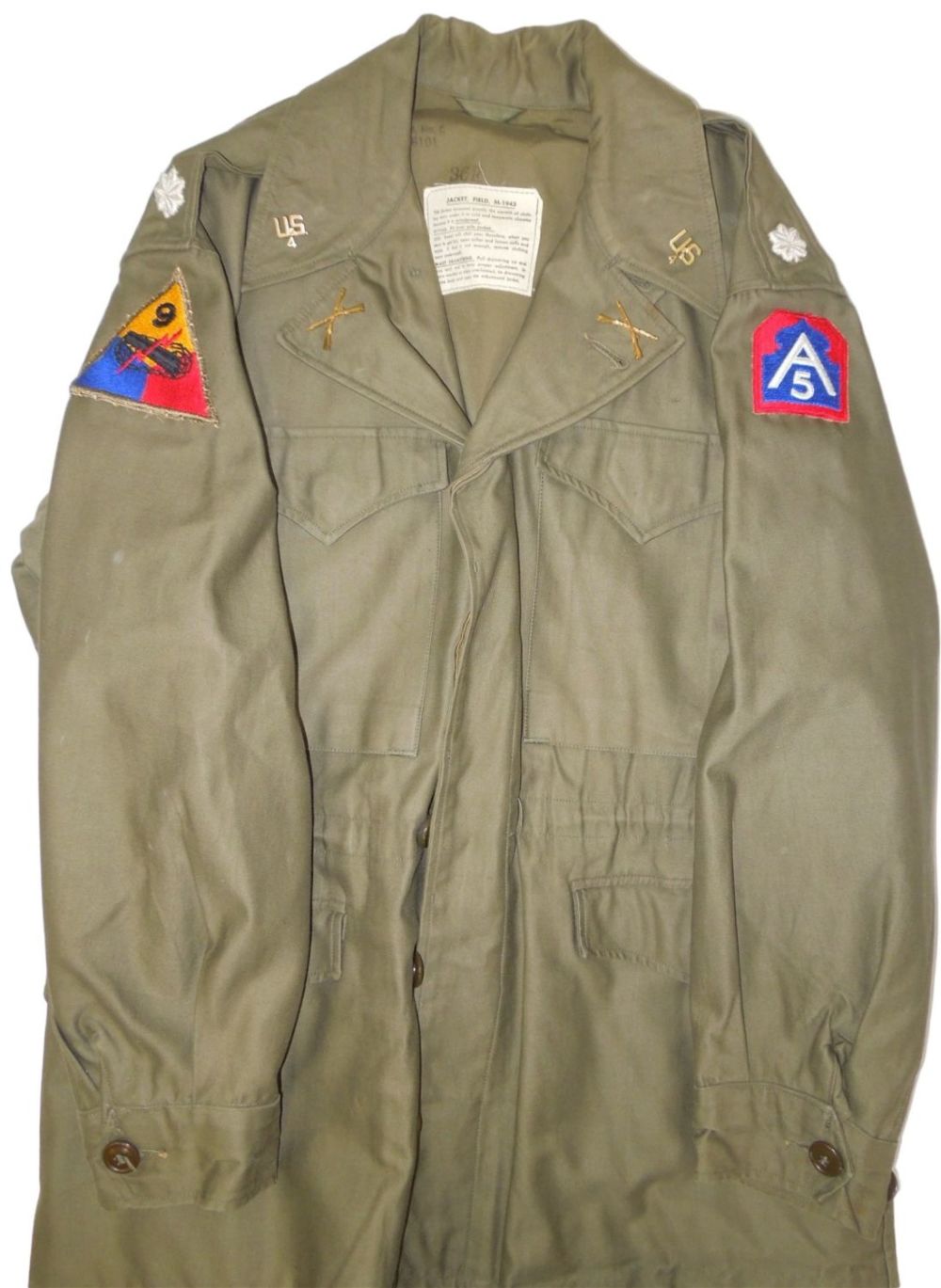 Lot 617: WWII Named US Army 9th Armored Division Lt. Colonel M43 Jacket